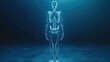 © somchai20162516 - Human skeleton standing full body looking at camera. Hologram 3. Medical concept concept.