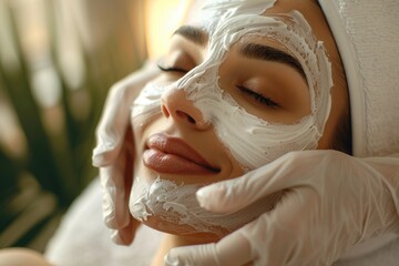 Wall Mural - The face of young women lying down for beauty treatments