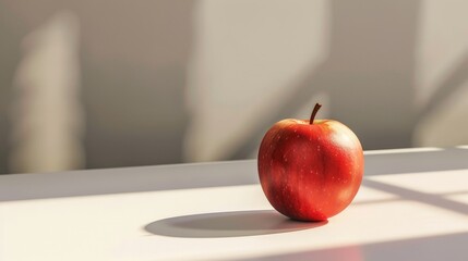 Canvas Print - Vibrant red apple on a white table