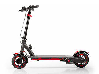 A black and red scooter with a red handlebar