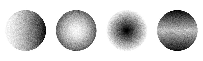 Poster - Halftone Gradient Round Circles Pattern Vector Design Elements with Noise Grains from Dark to Light isolated on transparent background 