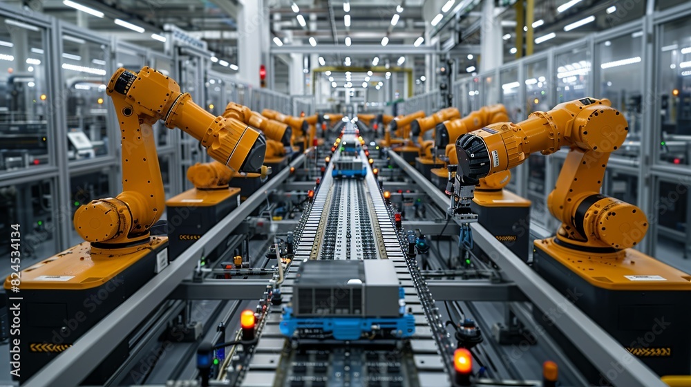 ภาพประกอบ Stock Industrial Innovation A factory using automated guided ...