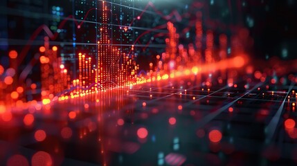 Fototapete - a line graph with upward spikes on a computer screen, indicating successful periods. stock photo