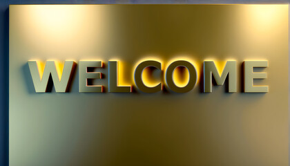 Wall Mural - Welcome text on a Yellow background