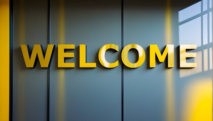 Wall Mural - Welcome text on a Yellow background