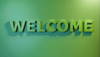 Wall Mural - Welcome text on a Green background