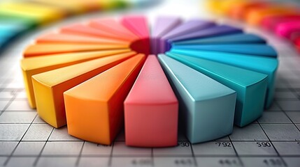 Poster - A pie chart with colorful, growing segments, representing diversification. stock image