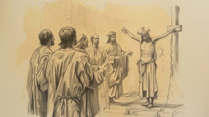 Biblical Illustration of Jesus' Trial and Condemnation, Ideal for article