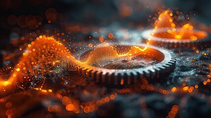 Poster - An abstract image of interconnected gears with a growing chart, symbolizing the mechanics of progress. stock photo