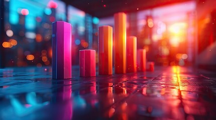 Poster - An animated bar graph with bars growing taller, symbolizing business expansion. image
