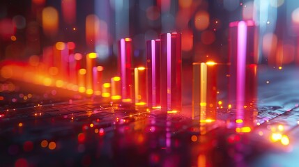 Poster - an animated growth chart with moving bars, illustrating dynamic growth. stock photo