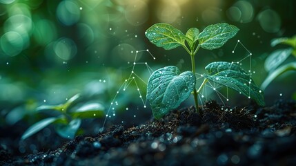 Poster - an image of a sprouting seedling next to an upward-trending line graph, representing the beginning o