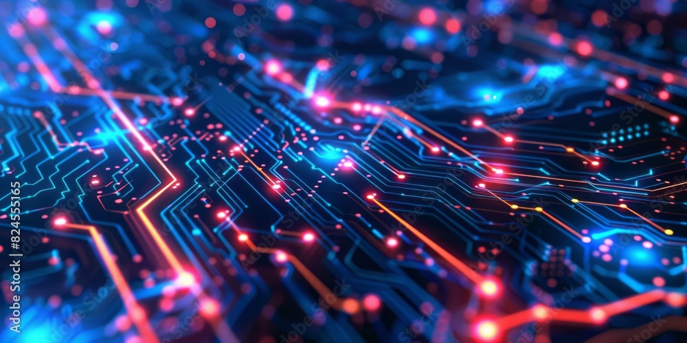 Detailed view of a computer circuit board showing numerous ...