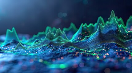 Poster - An upward-trending chart with green and blue colors, symbolizing balanced growth. stock photo