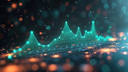 Poster - An upward-trending chart with green and blue colors, symbolizing balanced growth. stock image