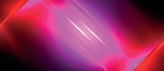 Aufkleber - A red and purple light beam is brightly shining against a dark black background, creating a striking contrast and vibrant display of color