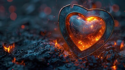 Poster - A vibrant image of a heart inside a shield, symbolizing heart health. photo