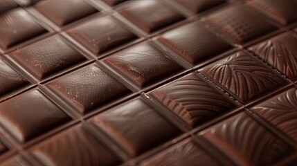 Aufkleber - Detailed close-up of a dark chocolate tile with visible break lines and a perfectly even surface. Generative AI