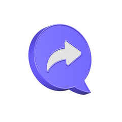 Poster - Blue reply icon symbol bubble button or forward share arrow sign
