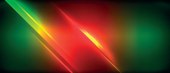 Aufkleber - A red, yellow, and green light shines against a dark green background, creating a colorful display