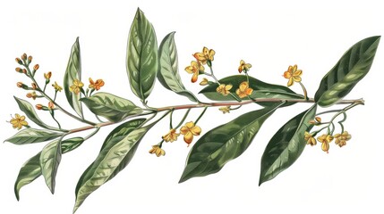 The Indian Madder plant is isolated on a transparent background with an old botanical illustration.