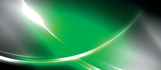 Aufkleber - A vibrant green and white wave stands out against a dark black background, creating a striking visual effect