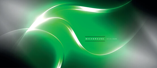 Aufkleber - A vibrant green and white wave set against a stark black backdrop creates a striking visual contrast