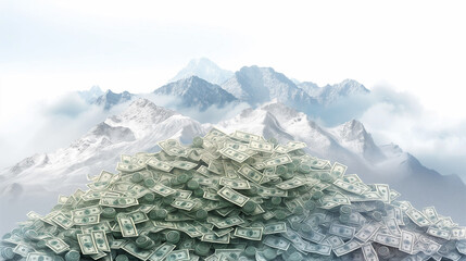 Wall Mural - there is a large pile of money sitting on top of a mountain