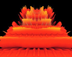 Wall Mural - exploding 3D surface view red-hot material on a black background