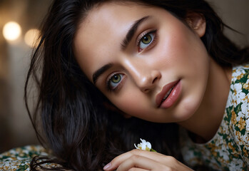 Wall Mural - portrait of a young woman with natural makeup