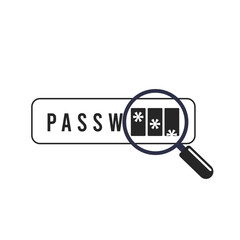 Wall Mural - Password Brute-force attack. Password phishing scams flat vector black and white icon illustration isolated on white background