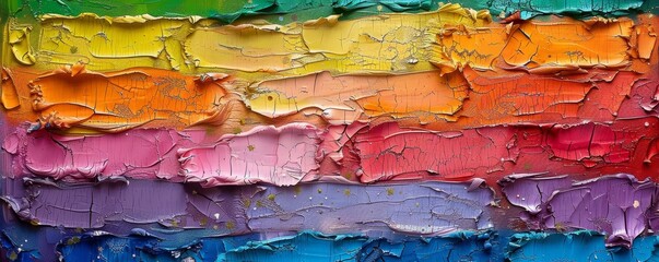Poster - abstract pride design showcases layered textures with vivid hues, evoking a sense of joyful creativity