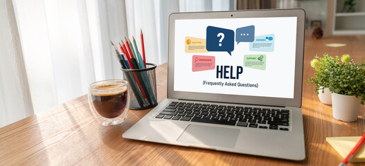 Poster - help screen on the website provide answer to faq frequently asked question snugly with knowledge inf