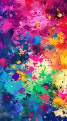 Poster - The vibrant fragmented shapes blend with splashes of color on the digital pride backdrop