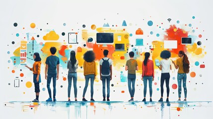Set of design and development people illustrations. Flat design vector illustrations of graphic and web design and development, social media, creative process, app development