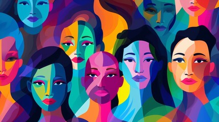 creative modern background of diversity inclusion communication in multicultural community group. illustration of abstract people from different cultures and age