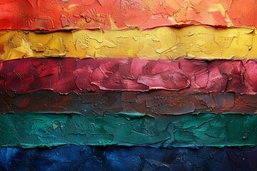 Poster - The lively abstract design features layered patterns on a pride colors background