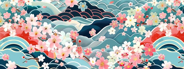 Japanese Pattern Design, Bright and Calming Traditional Japanese Art.