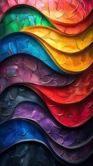 Poster - Vibrant geometric abstraction in pride flag hues creates a lively, bright composition