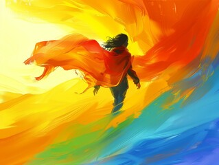 Poster - Pride-themed illustration with sharp angles, energetic motion, and an abstract style