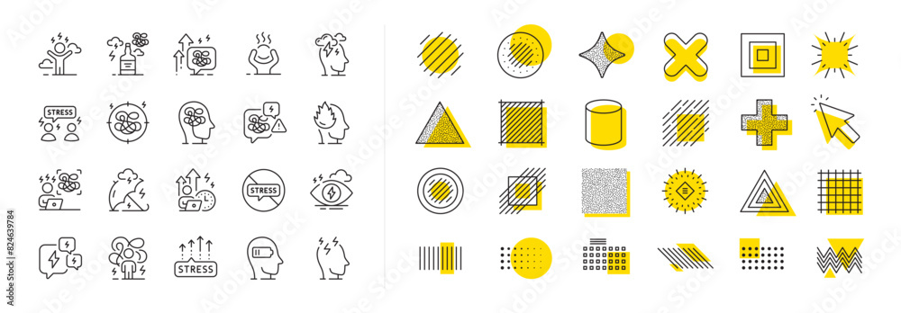 Mental health, depression and confusion thoughts. Design shape elements ...