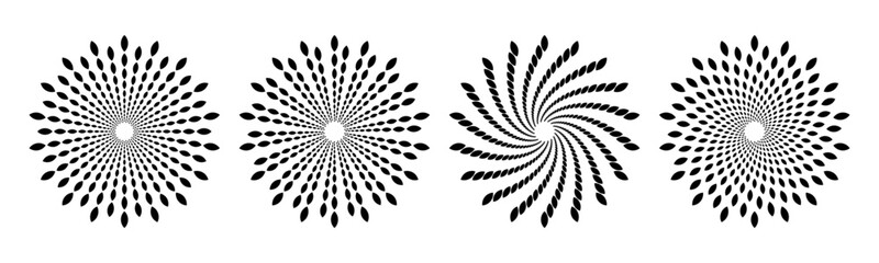 Aufkleber - Concentric ripple circles set. Radial sound wave rings, target, radar icons. Music signal or vibration elements collection