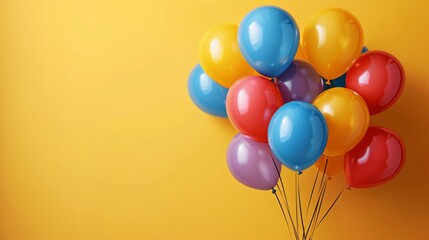 Canvas Print - Vibrant balloons against a solid yellow background, featuring a large area for custom birthday wishes
