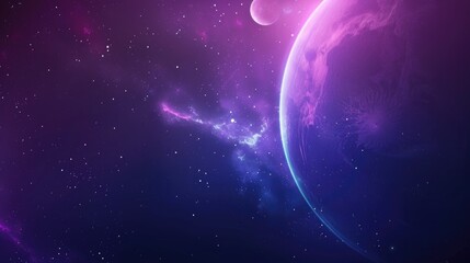 Space Background. Abstract View of Cosmos with Planets and Stars