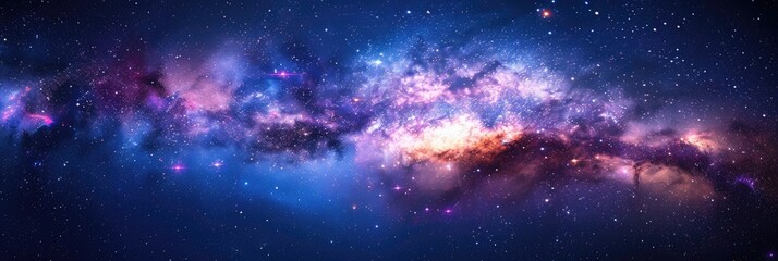 space. panorama of the milky way galaxy with stars and dust in the universe
