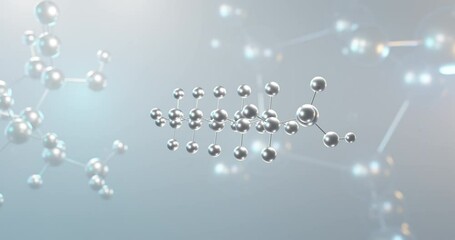 Poster - Perfluorodecanesulfonic acid rotating 3d molecule, molecular structure of pfds, seamless video