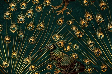 Wall Mural - Seamless peacock pattern 