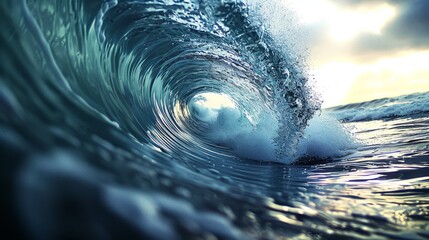 Poster - Wave tube from inside. Generative AI.