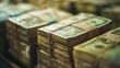© Nawarit - Closeup of marked money bundles ready for shipping, intricate details and clear labels, visually striking