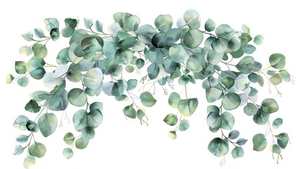 Canvas Print - watercolour eucalyptus arrangement banner background